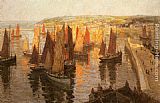 Gold Canvas Paintings - Red and Gold Brixham